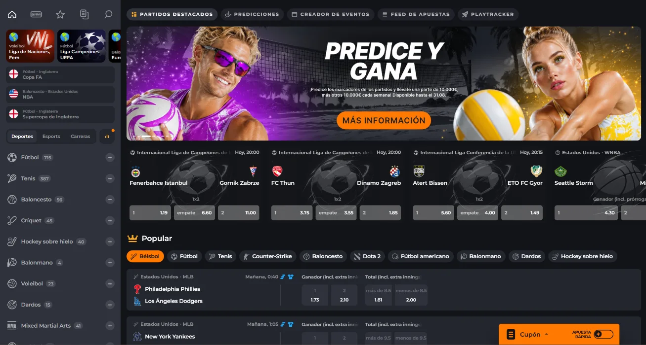 CorgiBet sportsbook CorgiBet apuestas deportivas con partidos destacados, cuotas en directo y mercados populares